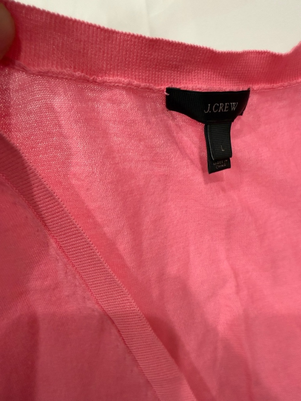 J Crew Bright Pink V-Neck Button-Front Lightweight Cardigan—Large - Picture 3 of 8